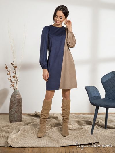 Платье Dressa, цвет бежевый, синий