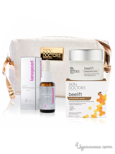 Набор Омоложение Nurturing Sensitive Skin Serum: сыворотка Nurturing Sensitive Skin Serum 25 мл, крем Beelift 50 мл, косметичка, Skin Doctors