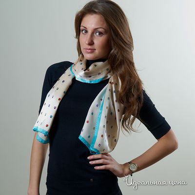 Шарф Bino Tiani, цвет цвет белый / бирюзовый