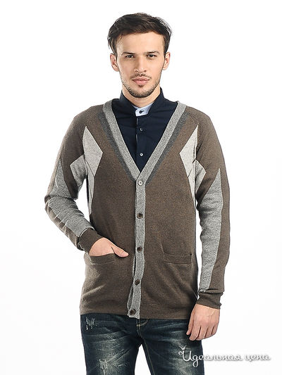 Кардиган Double Black, цвет цвет коричневый / серый / белый