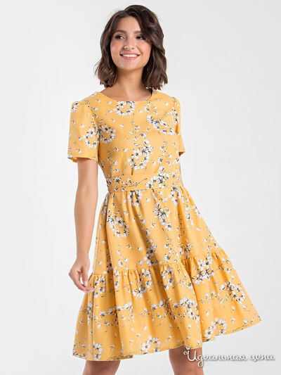 Платье MariKo, цвет желтый, белый