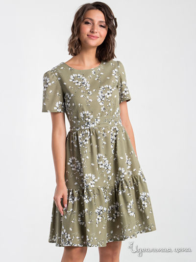 Платье MariKo, цвет хаки, белый