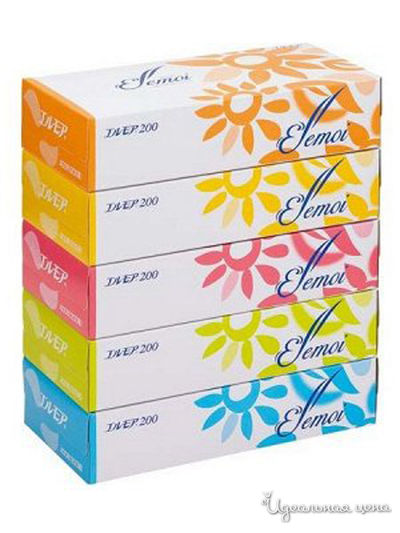 Салфетки бумажные двухслойные, 200 шт, спайка 5 пачек, Kami Shodji