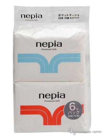 Платочки носовые бумажные двухслойные, 10 шт, упаковка 6 шт, NEPIA