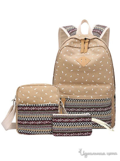 Набор: рюкзак, сумка, косметичка Trendline, цвет бежевый