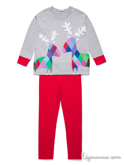 Пижама United Colors Of Benetton, цвет серый, красный