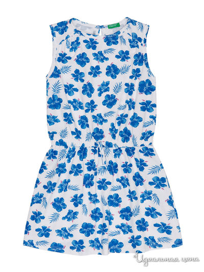 Платье United Colors Of Benetton, цвет белый, синий