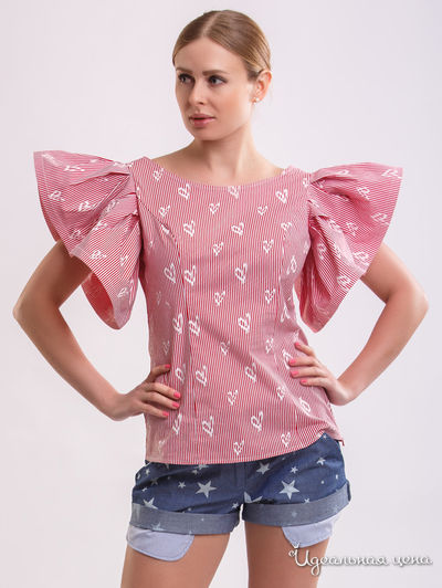 Блуза Indreams, цвет красный, белый