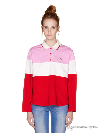 Поло United Colors Of Benetton, цвет красный, белый, розовый
