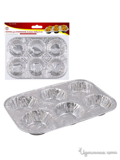 Формы для маффинов 6 ячеек одноразовые, 2 шт. Мультидом, цвет в ассортименте