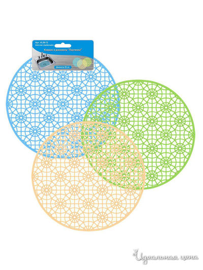 Коврик в раковину Паутинка, D28 см Мультидом, цвет в ассортименте