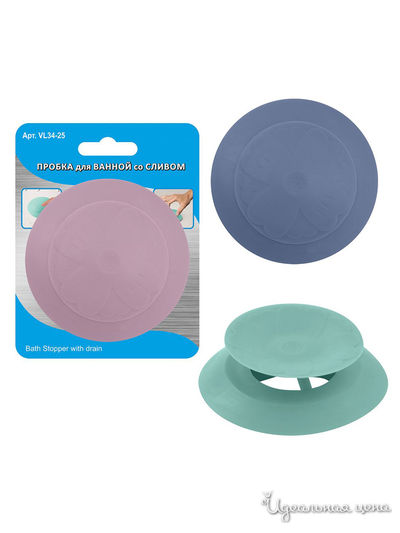 Пробка для ванной со сливом, D6,5 см Мультидом, цвет в ассортименте