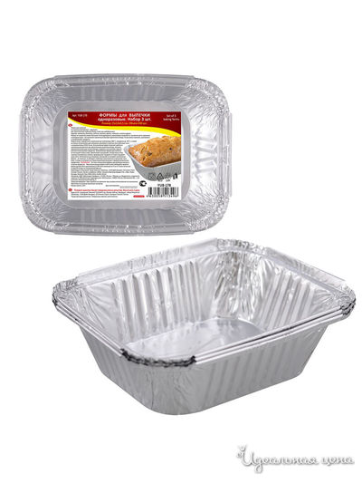 Формы для выпечки одноразовые, 3шт., 15х12х4,5 см Мультидом, цвет в ассортименте