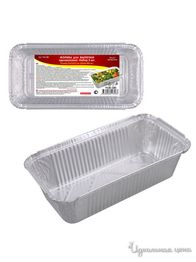 Формы для выпечки одноразовые, 3шт., 22х11х5,5 см Мультидом, цвет в ассортименте