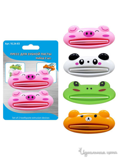 Пресс для зубной пасты Зверята, 2 шт Мультидом, цвет в ассортименте