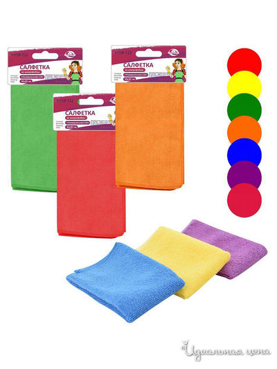 Салфетка из микрофибры универсальная Универсальная 220, 30*30 см Мультидом, цвет в ассортименте