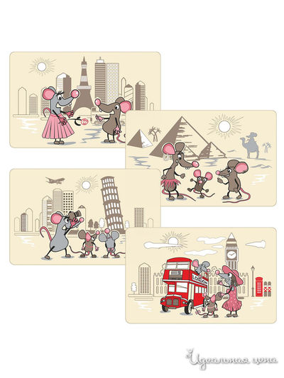 Салфетка Мышки-путешественники, 39х25 см Мультидом, цвет в ассортименте