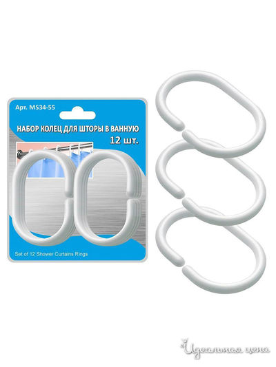 Набор колец для шторы в ванную, 12 шт Мультидом, цвет в ассортименте
