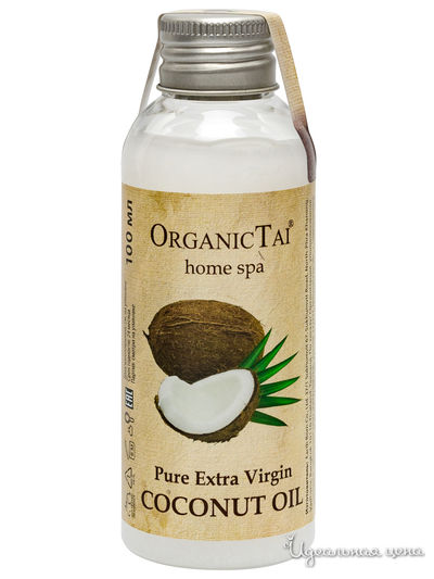 Масло кокосовое чистое холодного отжима, 100 мл, OrganicTai
