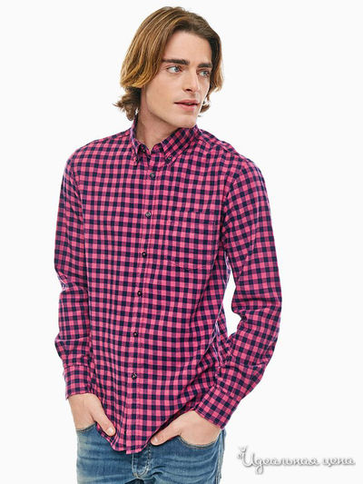 Рубашка United Colors Of Benetton, цвет фуксия, синий