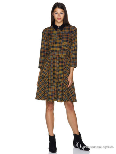 Платье United Colors Of Benetton, цвет коричневый, синий