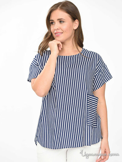 Блуза Svesta, цвет темно-синий, белый