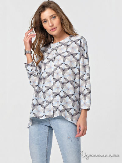 Блуза Fly, цвет белый, серый