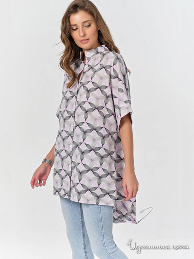 Блуза Fly, цвет белый, серый