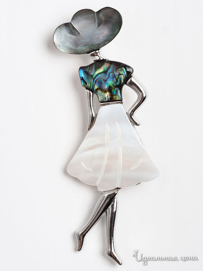 Брошь Fransua Ardy, цвет белый, серый