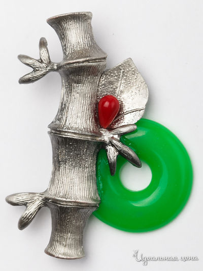 Брошь CESARE CONTE, цвет серебряный, зеленый