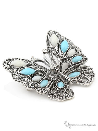 Брошь CESARE CONTE, цвет серебряный, голубой