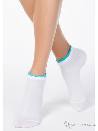 Носки CONTE, цвет белый, бирюзовый
