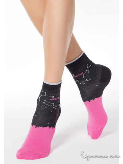 Носки CONTE, цвет черный, розовый