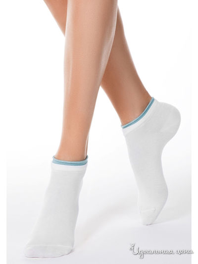 Носки CONTE, цвет белый, светло-голубой
