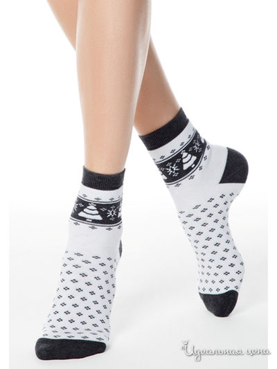 Носки CONTE, цвет белый, темно-серый