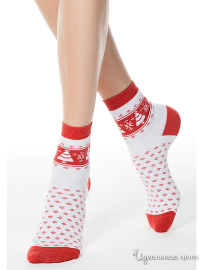 Носки CONTE, цвет белый, красный