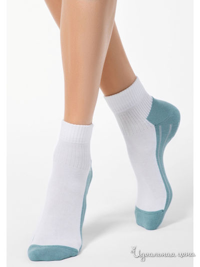 Носки CONTE, цвет белый, бирюзовый