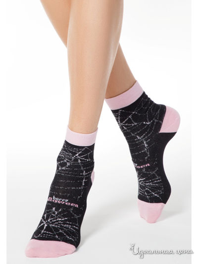 Носки CONTE, цвет черный-светло-розовый