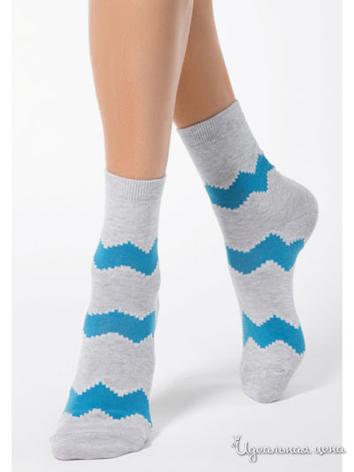 Носки CONTE, цвет серый, бирюзовый
