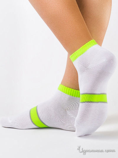 Носки CONTE, цвет белый, салатовый