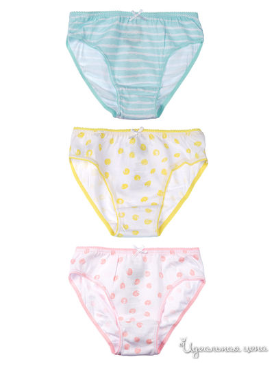 Комплект трусов, 3 шт 5.10.15, цвет белый, желтый, бирюзовый