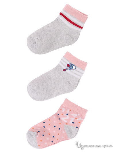 Комплект носков, 3 пары 5.10.15, цвет серый, розовый