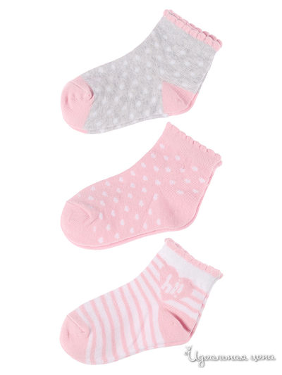 Носки, 3 пары 5.10.15, цвет серый, розовый
