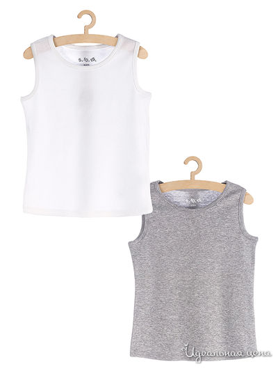 Майка, 2 шт 5.10.15, цвет белый, серый