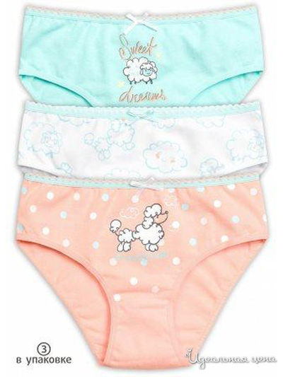 Комплект трусов, 3 шт. Pelican, цвет белый, голубой, персиковый