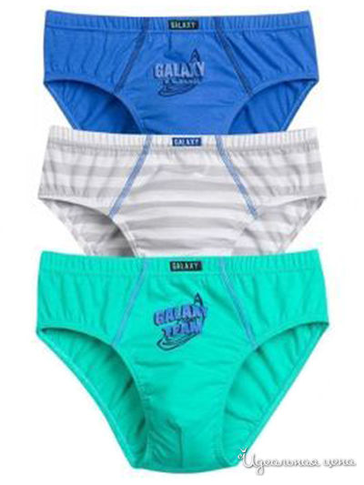 Комплект трусов, 3 шт. Pelican, цвет изумрудный, серый, синий