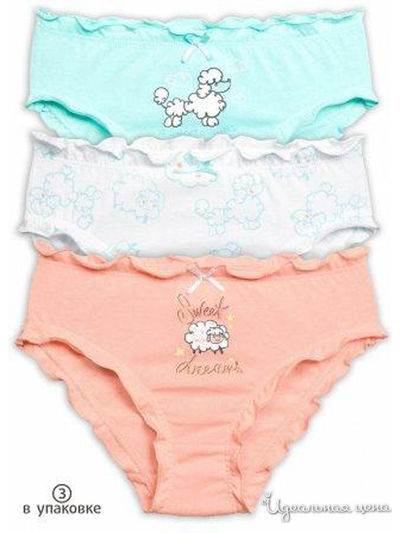 Комплект трусов, 3 шт. Pelican, цвет белый, голубой, персиковый