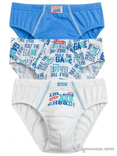 Комплект трусов, 3 шт. Pelican, цвет серый, синий