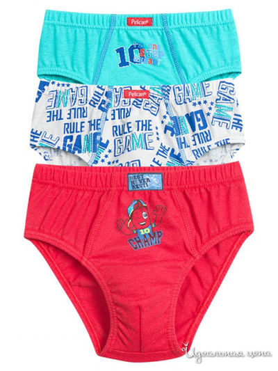 Комплект трусов, 3 шт. Pelican, цвет зеленый, красный, серый
