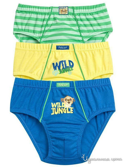 Комплект трусов, 3 шт. Pelican, цвет желтый, зеленый, синий